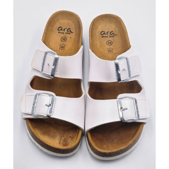 Ara Women's Laminado Pearl White Leather Slip-On Sandals Size 7.5 (38) 2521 - Picture 9 of 16